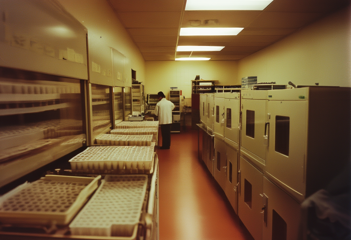 A contract validation laboratory running overnight assay queues.