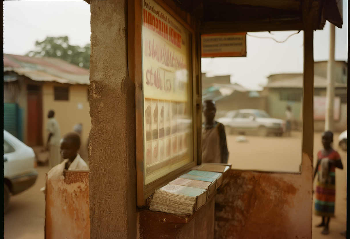 A mobile-money kiosk in Lagos accepting dollar-pegged stablecoins, 2033. Across sub-Saharan Africa, these tokens became the…
