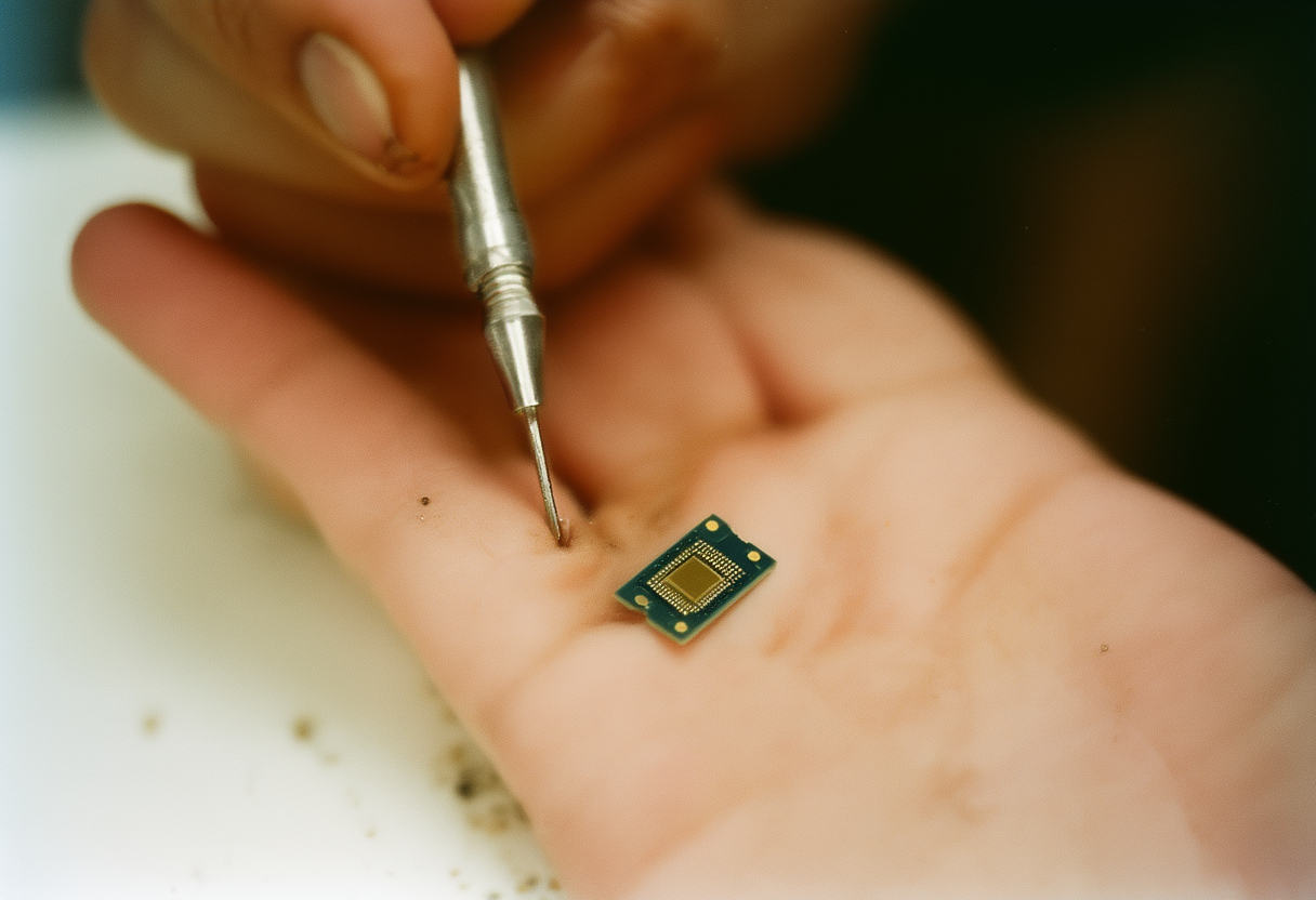 An NFC implant placed in the web of the hand, the procedure that defined the early…