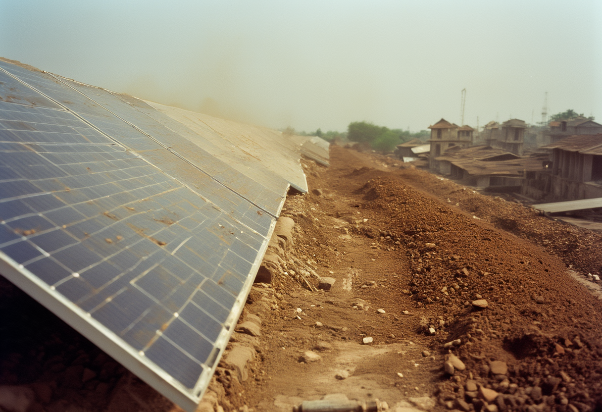The geography of a clean-energy lifecycle, 2036. Modules generate emission-free power for homes in the wealthy…