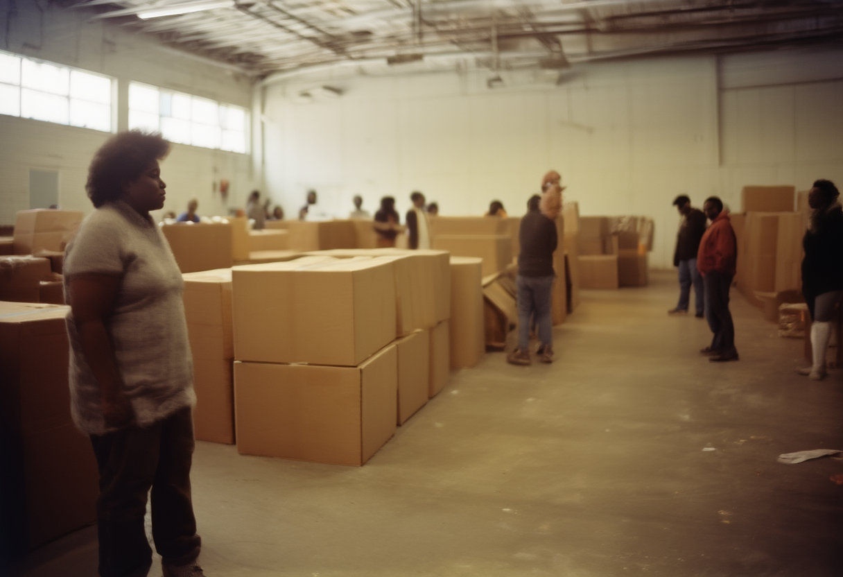 A former big-box store in Detroit converted to a community assembly space, where mesh-network members gather…