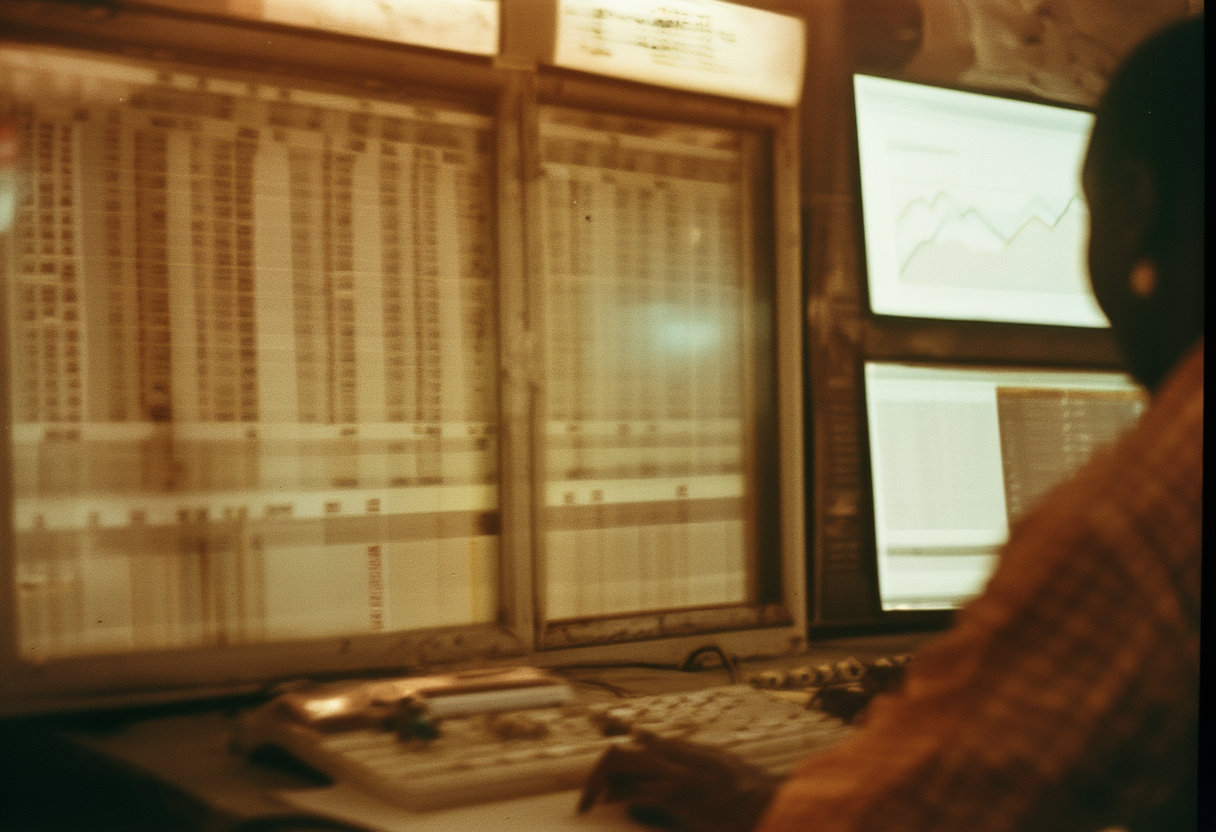A retail robo-advisor dashboard, Lagos, 2034. The interface is identical to the one used at institutional…