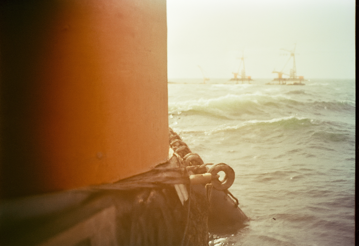 Eco Wave Power floaters at the Port of Los Angeles, the first U.S. wave-energy demonstration, installed…
